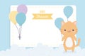 Baby shower cute little cat balloons clouds invitation card Royalty Free Stock Photo