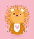 Baby shower, cute little lion animal cartoon celebration card