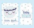 Baby shower, cute moon dream cartoon, theme invitation banner