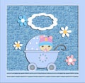 Baby shower frame boy baby announcement card Royalty Free Stock Photo