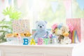 Baby shower or gender reveal party decoration Royalty Free Stock Photo