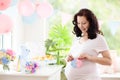 Baby shower or gender reveal party. Pregnancy fun Royalty Free Stock Photo