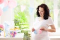 Baby shower or gender reveal party. Pregnancy fun Royalty Free Stock Photo
