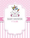 Baby shower girl. Cute Unicorn