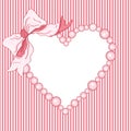 Baby shower girl heart frame and ribbon