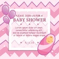 Baby shower girl, invitation card. Place for text. Greeting cards. Flat style. Vector illustration Royalty Free Stock Photo