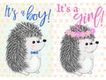 Baby Shower greeting card with babies boy and girl Royalty Free Stock Photo