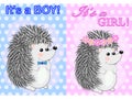 Baby Shower greeting card with babies boy and girl