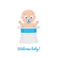Welcome baby greeting card vector