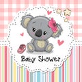 Baby Shower Greeting Card with Cartoon Koala girl