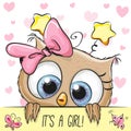 Baby Shower Greeting Card with Owl girl