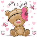 Baby Shower Greeting Card with Teddy Bear girl Royalty Free Stock Photo