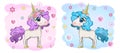 Baby Shower Greeting Card with cute Cartoon Unicorn girl and boy Royalty Free Stock Photo