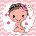 Baby Shower greeting card with Cute Baby girl Royalty Free Stock Photo