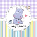 Baby Shower Greeting Card with Hippo Royalty Free Stock Photo