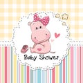 Baby Shower Greeting Card with Hippo Royalty Free Stock Photo