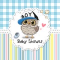 Baby Shower Greeting Card with Owl Royalty Free Stock Photo