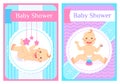 Baby Shower Greeting Cards, Child Sits and Lays