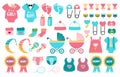 Baby shower icon vector set gender reveal party Royalty Free Stock Photo