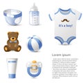 Baby shower icons set Royalty Free Stock Photo