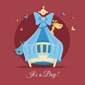 Baby shower illustration - It is a boy Royalty Free Stock Photo