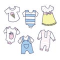 Baby shower illustration of girl and boy clothes