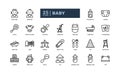 Baby shower infant newborn detailed thin line outline icon set. simple vector illustration