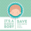 Baby shower invitation and baby boy vector design Royalty Free Stock Photo