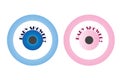 Baby shower invitation for boys and girls with blue and pink evil eye