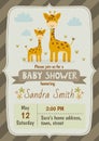Baby shower invitation card with cute giraffes