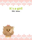 Baby Shower Invitation card design owl with bow,toy,flower Galeg