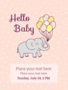 Baby Shower invitation card template, cartoon elephant Royalty Free Stock Photo