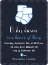 Baby shower invitation card template. Invitation, postcard, banner. Newborn boy arrival. Little socks. Vector Royalty Free Stock Photo
