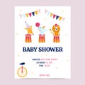 Baby shower invitation in circus style. Vector Royalty Free Stock Photo