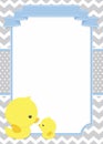 Invitation with cute duck mom and baby ducky