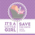 Baby shower invitation and baby girl vector design Royalty Free Stock Photo