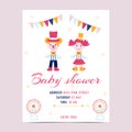 Baby shower invitation in pink circus style Royalty Free Stock Photo