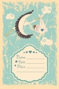 Baby shower invitation.Stork ,newborn baby boy,