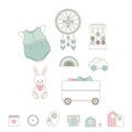 Baby shower invitation templates icons set