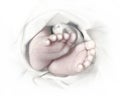 Baby shower invitation tiny feet pencil sketch