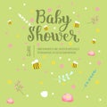 Baby shower invitation vector card. Royalty Free Stock Photo