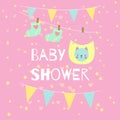 Baby shower invitation vector card.