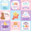 Baby shower invitation vector set card print design