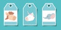 Baby shower labels with animals cartoons vector design Royalty Free Stock Photo