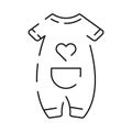 Baby shower line icon. Included the icons as baby, child, balloon, gift, decoration, toys and Party. Baby bodysuit