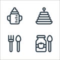 baby shower line icons. linear set. quality vector line set such as baby food, cutlery, pyramid Royalty Free Stock Photo