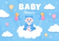 Baby Shower Little Boy or Girl with Cute Design Toys and Accessories Newborn Babies Background Illustration for Invitation