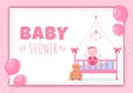 Baby Shower Little Boy or Girl with Cute Design Toys and Accessories Newborn Babies Background Illustration for Invitation