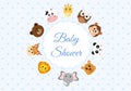 Baby Shower Little Boy or Girl with Cute Jungle Animals Design Background Vector Illustration Suitable for Invitation and Greeting Royalty Free Stock Photo