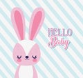 Baby shower love rabbit cartoon stripes background card